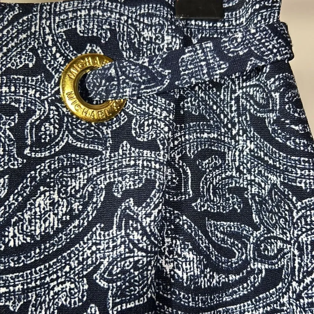 MICHAEL MICHAEL KORS Women’s Faux Wrap Paisley Print Skirt Blue/White Small